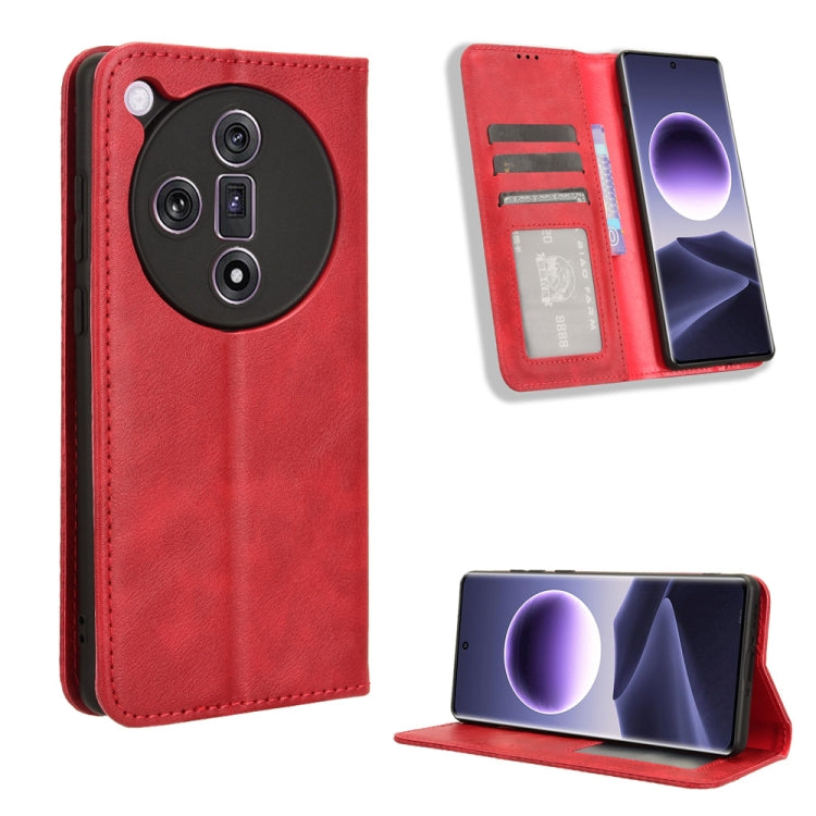 Custodia per telefono in pelle con trama retrò con fibbia magnetica, For OPPO Find X7 5G, For OPPO Reno11 5G Global, For OPPO Reno11 Pro 5G Global, For OPPO Find X7 Ultra 5G, For OPPO A79 5G / A2 5G, For OPPO Find N3 / OnePlus Open
