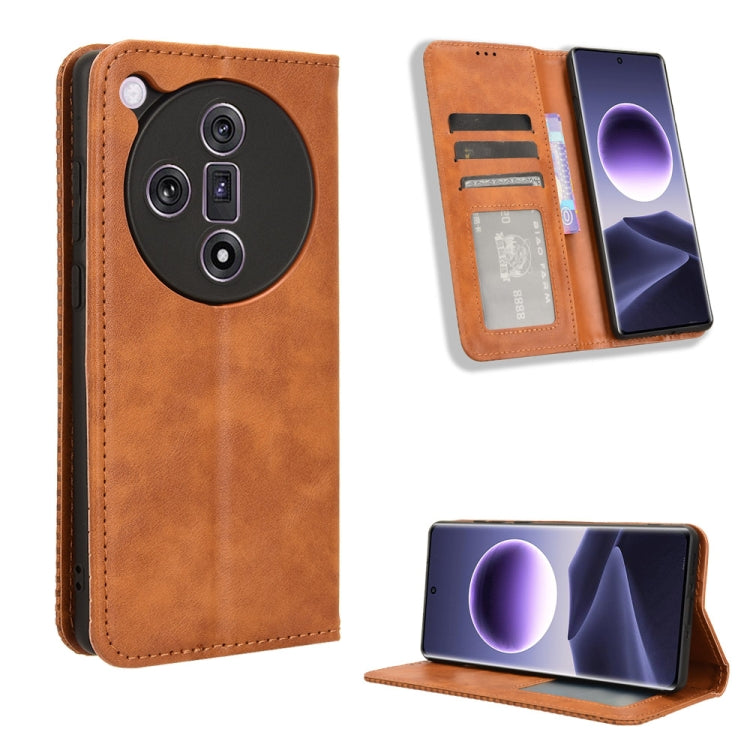 Custodia per telefono in pelle con trama retrò con fibbia magnetica, For OPPO Find X7 5G, For OPPO Reno11 5G Global, For OPPO Reno11 Pro 5G Global, For OPPO Find X7 Ultra 5G, For OPPO A79 5G / A2 5G, For OPPO Find N3 / OnePlus Open