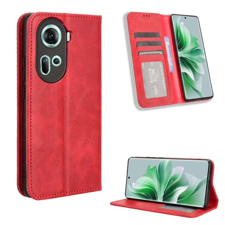 Custodia per telefono in pelle con trama retrò con fibbia magnetica, For OPPO Find X7 5G, For OPPO Reno11 5G Global, For OPPO Reno11 Pro 5G Global, For OPPO Find X7 Ultra 5G, For OPPO A79 5G / A2 5G, For OPPO Find N3 / OnePlus Open