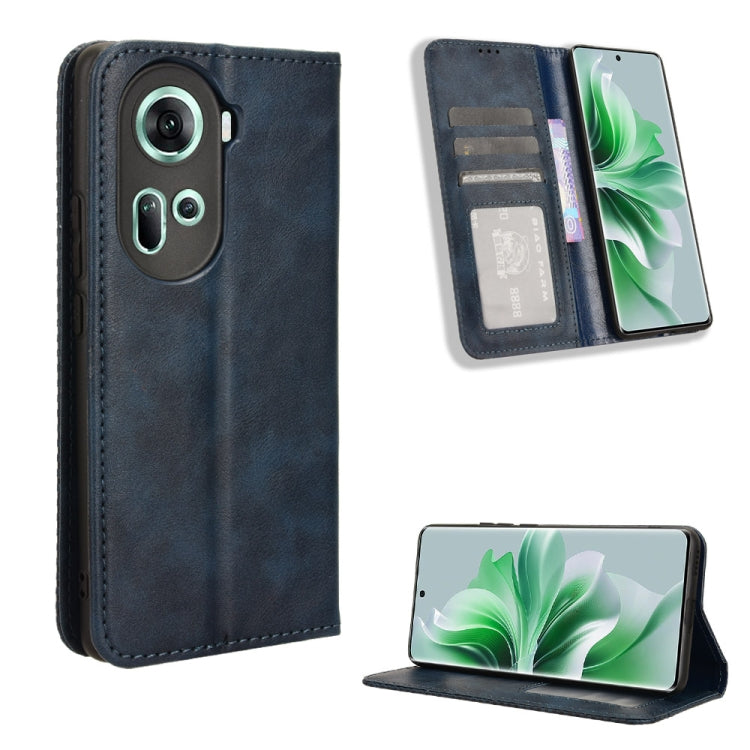 Custodia per telefono in pelle con trama retrò con fibbia magnetica, For OPPO Find X7 5G, For OPPO Reno11 5G Global, For OPPO Reno11 Pro 5G Global, For OPPO Find X7 Ultra 5G, For OPPO A79 5G / A2 5G, For OPPO Find N3 / OnePlus Open