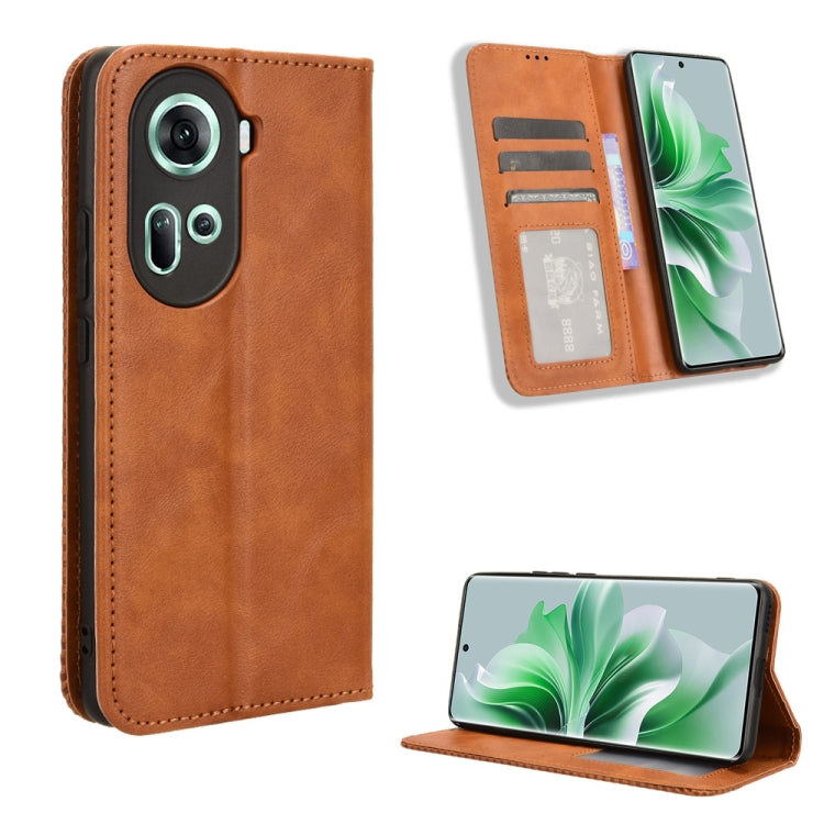 Custodia per telefono in pelle con trama retrò con fibbia magnetica, For OPPO Find X7 5G, For OPPO Reno11 5G Global, For OPPO Reno11 Pro 5G Global, For OPPO Find X7 Ultra 5G, For OPPO A79 5G / A2 5G, For OPPO Find N3 / OnePlus Open
