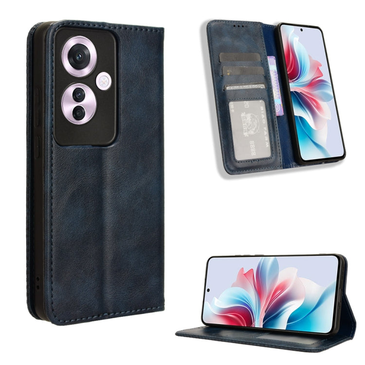 Custodia per telefono in pelle con trama retrò con fibbia magnetica, For OPPO Reno12 5G Global, For OPPO F27 Pro 5G / F27 Pro+ 5G, For OPPO A60 4G, For OPPO A3 Pro 5G, For OPPO A3 Pro 5G Global, For OPPO Reno11 F 5G / F25 Pro 5G