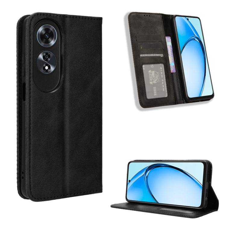 Custodia per telefono in pelle con trama retrò con fibbia magnetica, For OPPO Reno12 5G Global, For OPPO F27 Pro 5G / F27 Pro+ 5G, For OPPO A60 4G, For OPPO A3 Pro 5G, For OPPO A3 Pro 5G Global, For OPPO Reno11 F 5G / F25 Pro 5G