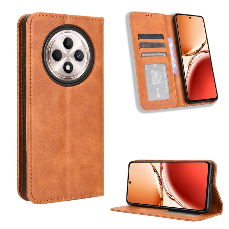 Custodia per telefono in pelle con trama retrò con fibbia magnetica, For OPPO Find X8, For OPPO K12X 5G / OnePlus Nord CE4 Lite 5G, For OPPO A3x 5G India, For OPPO Reno12 F 5G, For OPPO Reno11 PJH110, For OPPO Reno12 Pro 5G Global