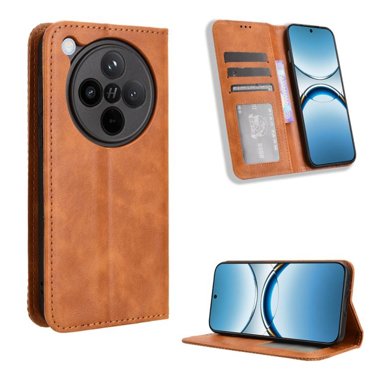 Custodia per telefono in pelle con trama retrò con fibbia magnetica, For OPPO Find X8, For OPPO K12X 5G / OnePlus Nord CE4 Lite 5G, For OPPO A3x 5G India, For OPPO Reno12 F 5G, For OPPO Reno11 PJH110, For OPPO Reno12 Pro 5G Global