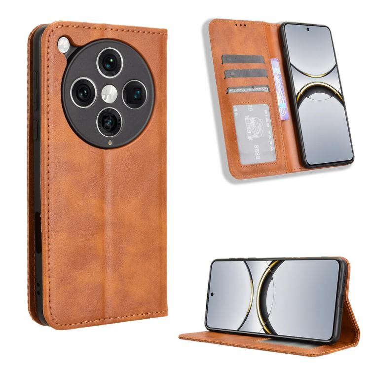 Custodia per telefono in pelle con trama retrò con fibbia magnetica, For OPPO A38 4G / A18 4G, For OPPO A2 Pro 5G, For OPPO A58 4G, For OPPO Reno10 Global, For OPPO A78 4G, For OPPO Find X8 Pro