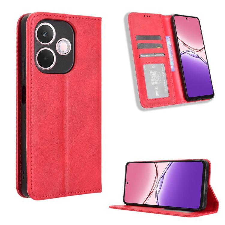 Custodia per telefono in pelle con trama retrò con fibbia magnetica, For OPPO F29 Pro 5G, For OPPO F29 5G Global, For OPPO A5 Pro Global, For OPPO Reno13 Pro 5G Global, For OPPO Reno13 5G Global, For OPPO Reno13 F 4G / 5G