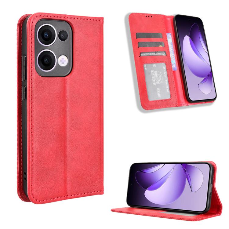 Custodia per telefono in pelle con trama retrò con fibbia magnetica, For OPPO F29 Pro 5G, For OPPO F29 5G Global, For OPPO A5 Pro Global, For OPPO Reno13 Pro 5G Global, For OPPO Reno13 5G Global, For OPPO Reno13 F 4G / 5G