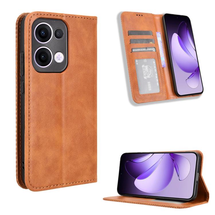 Custodia per telefono in pelle con trama retrò con fibbia magnetica, For OPPO F29 Pro 5G, For OPPO F29 5G Global, For OPPO A5 Pro Global, For OPPO Reno13 Pro 5G Global, For OPPO Reno13 5G Global, For OPPO Reno13 F 4G / 5G