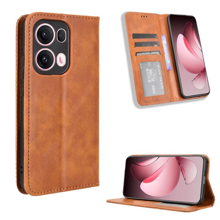 Custodia per telefono in pelle con trama retrò con fibbia magnetica, For OPPO F29 Pro 5G, For OPPO F29 5G Global, For OPPO A5 Pro Global, For OPPO Reno13 Pro 5G Global, For OPPO Reno13 5G Global, For OPPO Reno13 F 4G / 5G