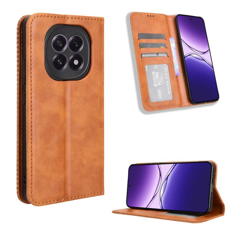 Custodia per telefono in pelle con trama retrò con fibbia magnetica, For OPPO F29 Pro 5G, For OPPO F29 5G Global, For OPPO A5 Pro Global, For OPPO Reno13 Pro 5G Global, For OPPO Reno13 5G Global, For OPPO Reno13 F 4G / 5G