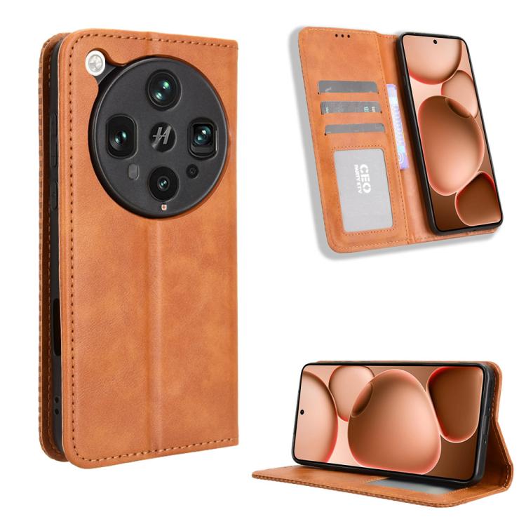 Custodia per telefono in pelle con trama retrò con fibbia magnetica, For OPPO A5 4G / 5G Global, For OPPO Reno14 5G Global, For OPPO K13 5G, For OPPO Find X8s+ 5G, For OPPO Find X8s 5G, For OPPO Find X8 Ultra 5G