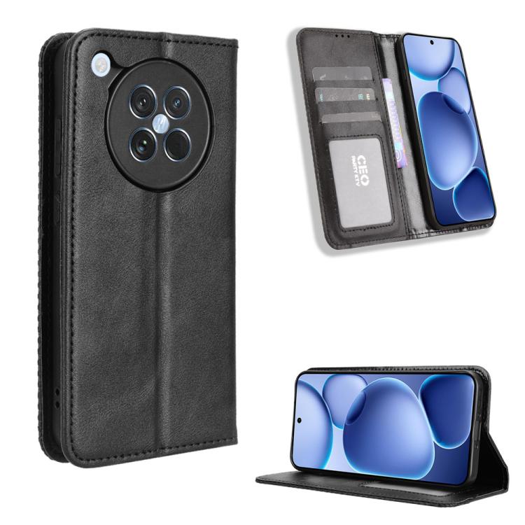 Custodia per telefono in pelle con trama retrò con fibbia magnetica, For OPPO A5 4G / 5G Global, For OPPO Reno14 5G Global, For OPPO K13 5G, For OPPO Find X8s+ 5G, For OPPO Find X8s 5G, For OPPO Find X8 Ultra 5G
