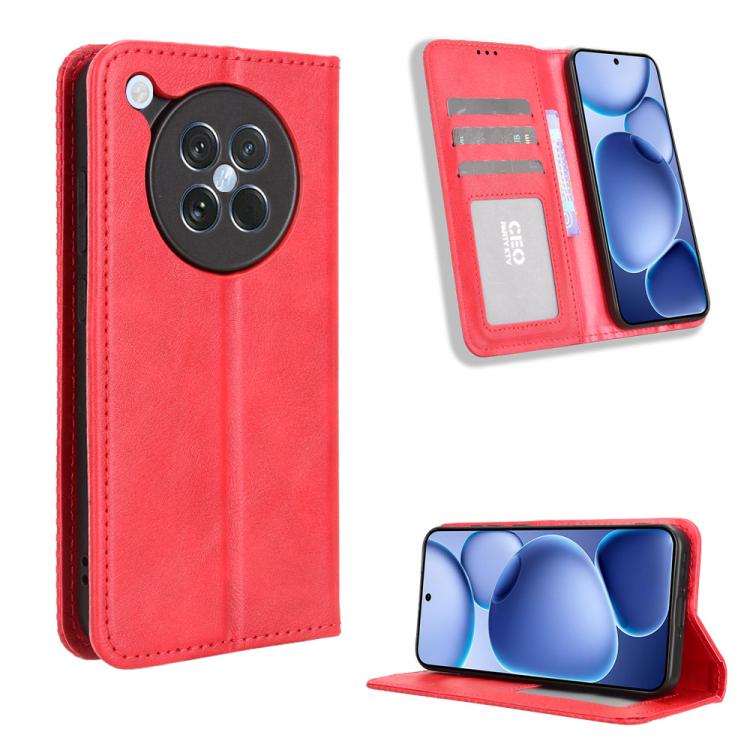 Custodia per telefono in pelle con trama retrò con fibbia magnetica, For OPPO A5 4G / 5G Global, For OPPO Reno14 5G Global, For OPPO K13 5G, For OPPO Find X8s+ 5G, For OPPO Find X8s 5G, For OPPO Find X8 Ultra 5G