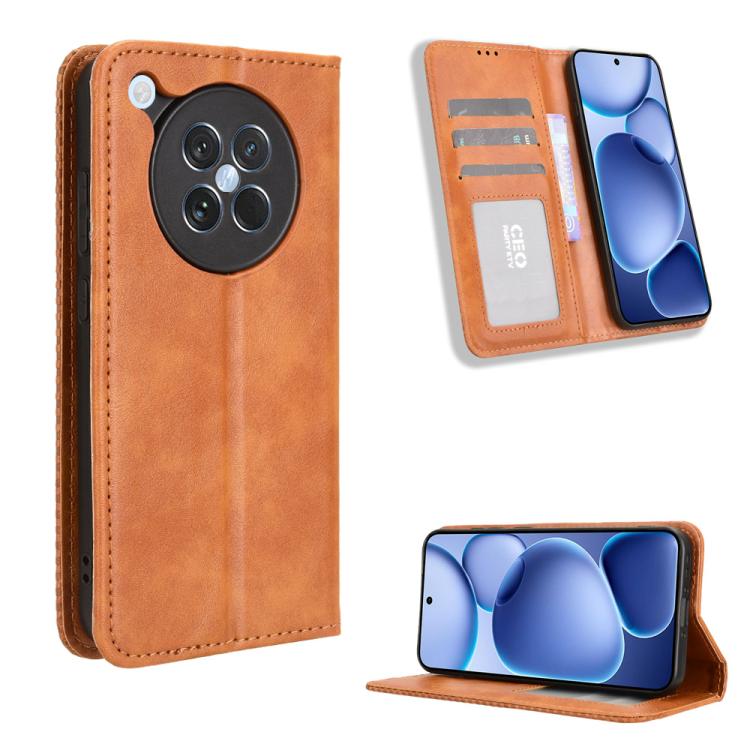 Custodia per telefono in pelle con trama retrò con fibbia magnetica, For OPPO A5 4G / 5G Global, For OPPO Reno14 5G Global, For OPPO K13 5G, For OPPO Find X8s+ 5G, For OPPO Find X8s 5G, For OPPO Find X8 Ultra 5G