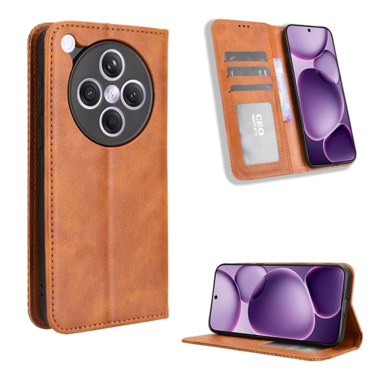 Custodia per telefono in pelle con trama retrò con fibbia magnetica, For OPPO A5 4G / 5G Global, For OPPO Reno14 5G Global, For OPPO K13 5G, For OPPO Find X8s+ 5G, For OPPO Find X8s 5G, For OPPO Find X8 Ultra 5G
