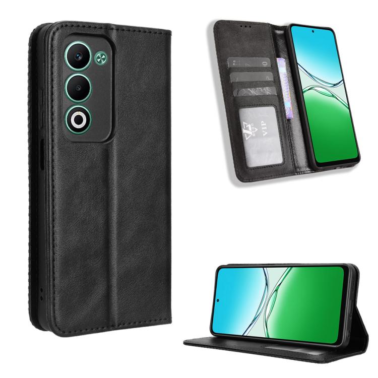 Custodia per telefono in pelle con trama retrò con fibbia magnetica, For OPPO A5 4G / 5G Global, For OPPO Reno14 5G Global, For OPPO K13 5G, For OPPO Find X8s+ 5G, For OPPO Find X8s 5G, For OPPO Find X8 Ultra 5G