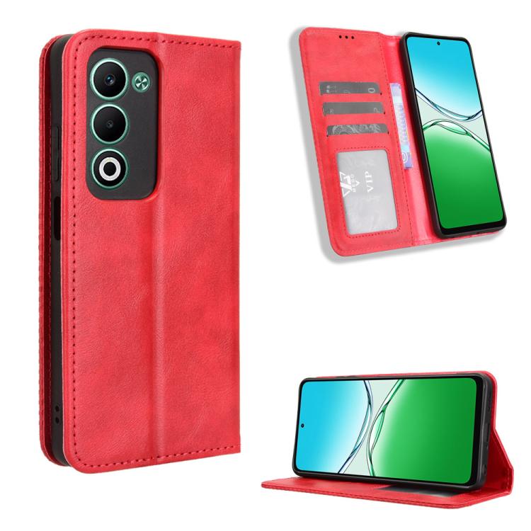 Custodia per telefono in pelle con trama retrò con fibbia magnetica, For OPPO A5 4G / 5G Global, For OPPO Reno14 5G Global, For OPPO K13 5G, For OPPO Find X8s+ 5G, For OPPO Find X8s 5G, For OPPO Find X8 Ultra 5G