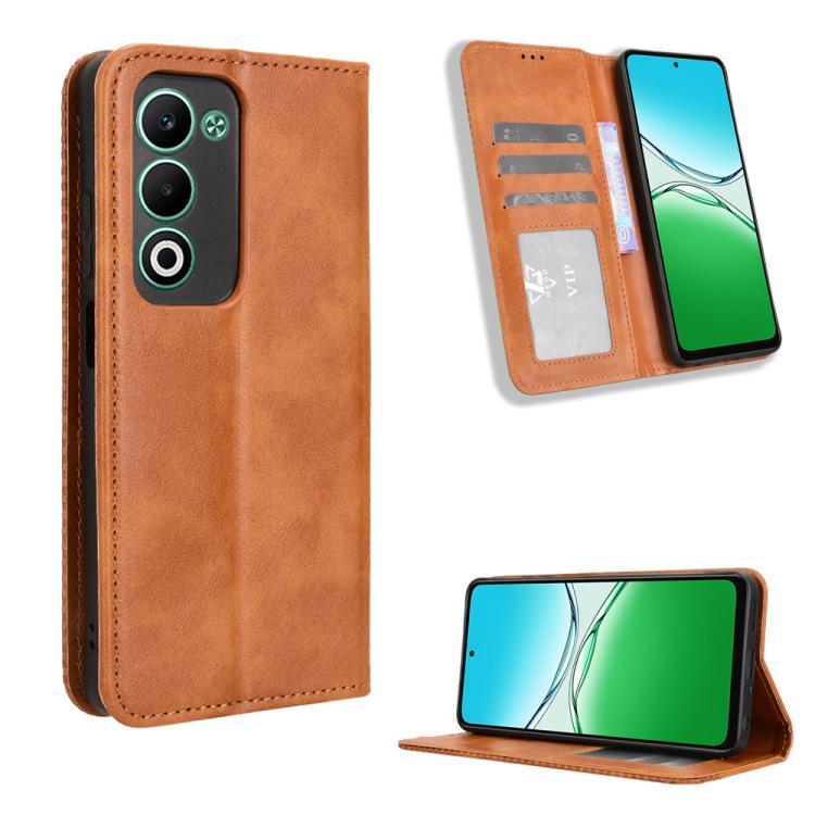Custodia per telefono in pelle con trama retrò con fibbia magnetica, For OPPO A5 4G / 5G Global, For OPPO Reno14 5G Global, For OPPO K13 5G, For OPPO Find X8s+ 5G, For OPPO Find X8s 5G, For OPPO Find X8 Ultra 5G