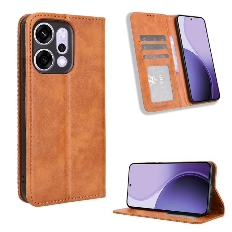 Custodia per telefono in pelle con trama retrò con fibbia magnetica, For OPPO A5 4G / 5G Global, For OPPO Reno14 5G Global, For OPPO K13 5G, For OPPO Find X8s+ 5G, For OPPO Find X8s 5G, For OPPO Find X8 Ultra 5G