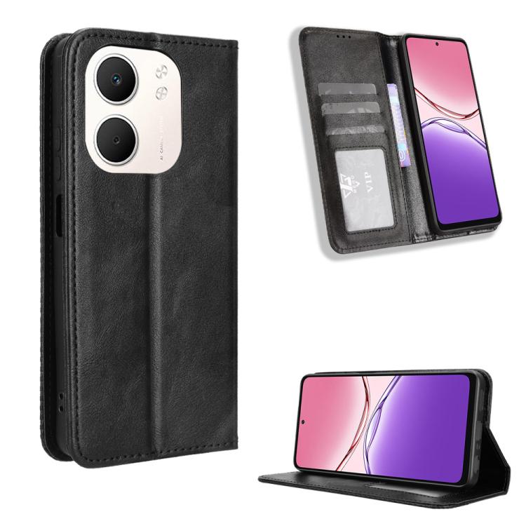 Custodia per telefono in pelle con trama retrò con fibbia magnetica, For OPPO A6 Pro 4G / 5G Global / F31 5G, For OPPO A6 Max 5G / F31 Pro+ 5G, For OPPO F31 Pro 5G, For OPPO Find X9 Pro, For OPPO Reno14 F 5G, For OPPO A5x 4G / 5G Global