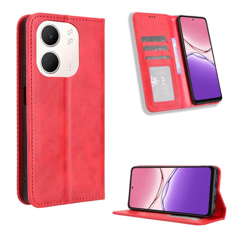 Custodia per telefono in pelle con trama retrò con fibbia magnetica, For OPPO A6 Pro 4G / 5G Global / F31 5G, For OPPO A6 Max 5G / F31 Pro+ 5G, For OPPO F31 Pro 5G, For OPPO Find X9 Pro, For OPPO Reno14 F 5G, For OPPO A5x 4G / 5G Global