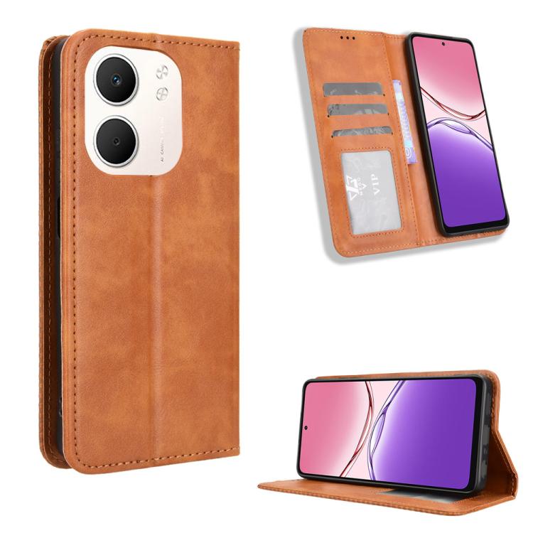 Custodia per telefono in pelle con trama retrò con fibbia magnetica, For OPPO A6 Pro 4G / 5G Global / F31 5G, For OPPO A6 Max 5G / F31 Pro+ 5G, For OPPO F31 Pro 5G, For OPPO Find X9 Pro, For OPPO Reno14 F 5G, For OPPO A5x 4G / 5G Global