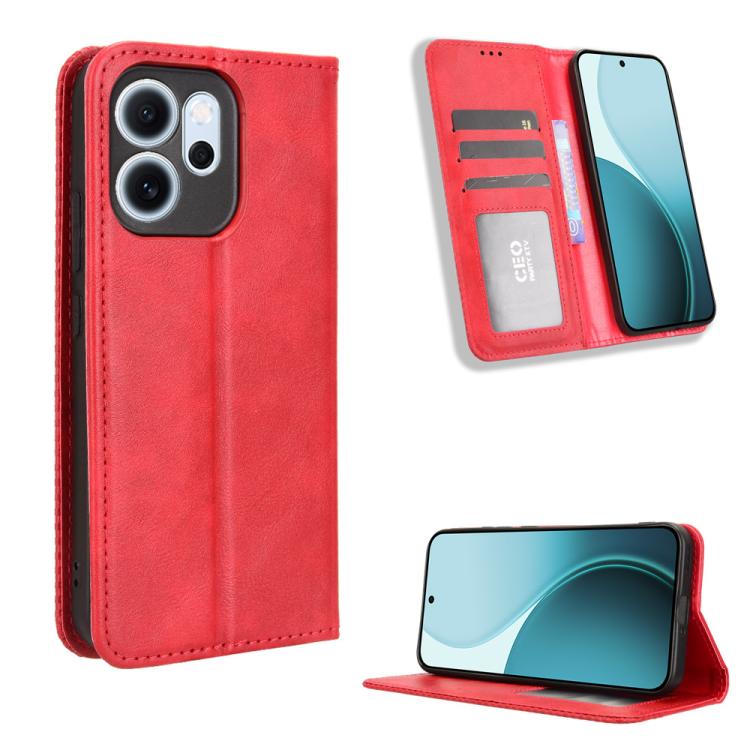 Custodia per telefono in pelle con trama retrò con fibbia magnetica, For OPPO A6 Pro 4G / 5G Global / F31 5G, For OPPO A6 Max 5G / F31 Pro+ 5G, For OPPO F31 Pro 5G, For OPPO Find X9 Pro, For OPPO Reno14 F 5G, For OPPO A5x 4G / 5G Global