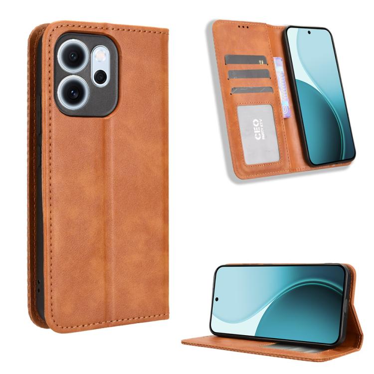 Custodia per telefono in pelle con trama retrò con fibbia magnetica, For OPPO A6 Pro 4G / 5G Global / F31 5G, For OPPO A6 Max 5G / F31 Pro+ 5G, For OPPO F31 Pro 5G, For OPPO Find X9 Pro, For OPPO Reno14 F 5G, For OPPO A5x 4G / 5G Global