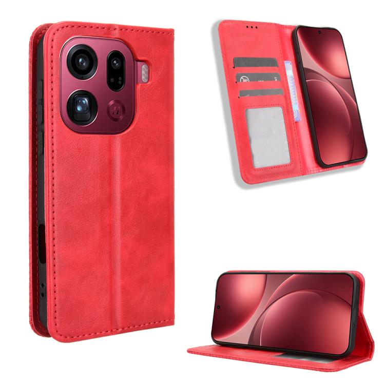 Custodia per telefono in pelle con trama retrò con fibbia magnetica, For OPPO A6 Pro 4G / 5G Global / F31 5G, For OPPO A6 Max 5G / F31 Pro+ 5G, For OPPO F31 Pro 5G, For OPPO Find X9 Pro, For OPPO Reno14 F 5G, For OPPO A5x 4G / 5G Global