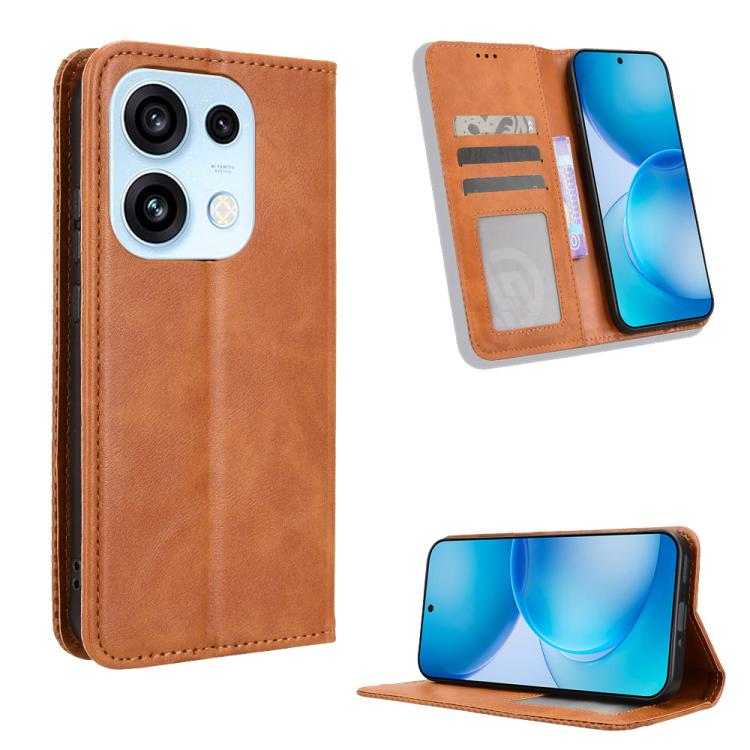 Custodia per telefono in pelle con trama retrò con fibbia magnetica, For OPPO Reno16 F 5G / Reno16 FS 5G, For OPPO Reno15 A / Reno15 F 5G, For OPPO Reno16 Pro 5G / Reno 16 5G Global, For OPPO F33 Pro 5G, For OPPO Find X9 Ultra 5G                       ...