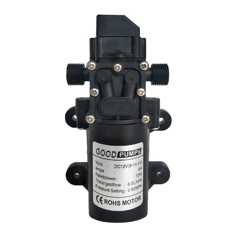 Pompa autoadescante 12V 72W Pompa ad acqua ad alta pressione per lavaggio auto a membrana intelligente, Single Thread (Flat Mouth 18mm), Double Thread (Double Flat Mouth 18mm)