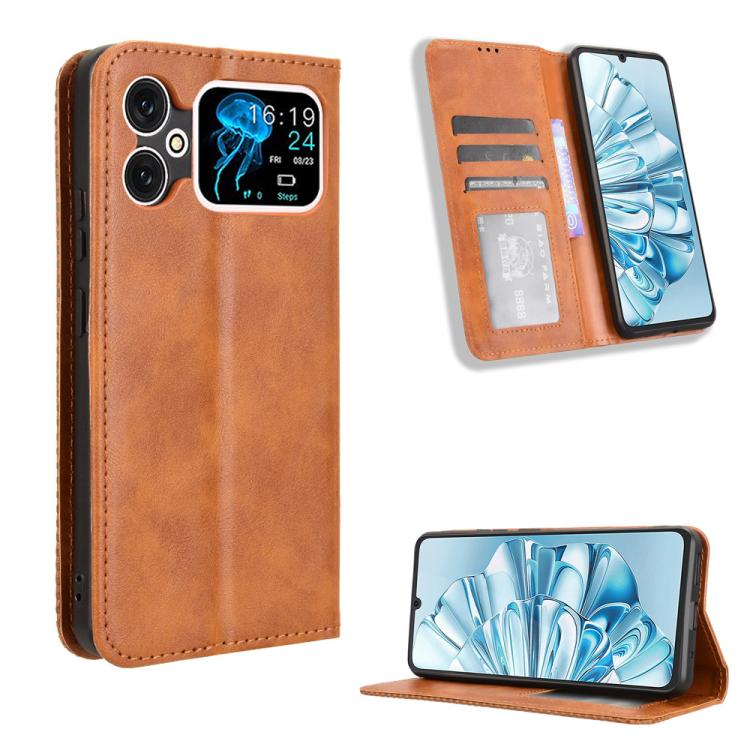 Custodia per telefono in pelle con trama retrò con fibbia magnetica, For Cubot Note 60 4G, For Cubot X100, For Cubot A40, For Cubot P90, For Cubot A30, For Cubot A20