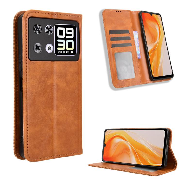 Custodia per telefono in pelle con trama retrò con fibbia magnetica, For Cubot Note 60 4G, For Cubot X100, For Cubot A40, For Cubot P90, For Cubot A30, For Cubot A20