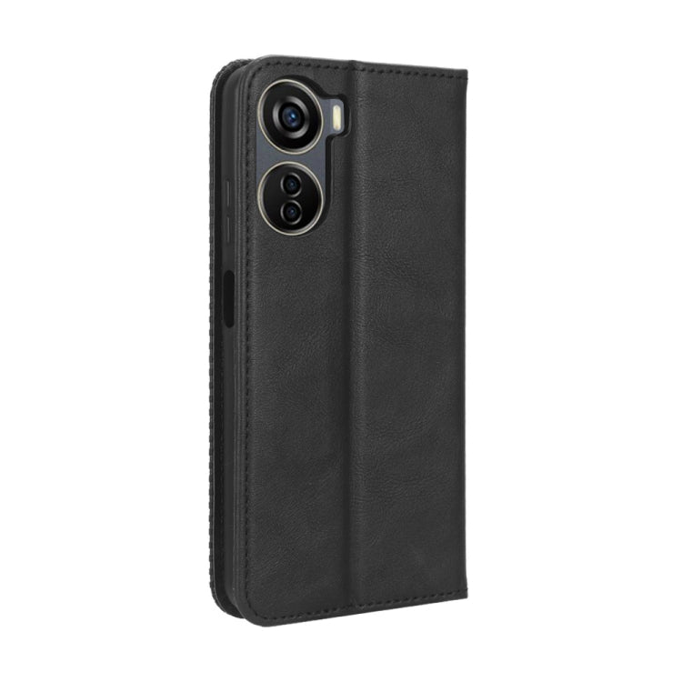 Custodia per telefono in pelle con trama retrò con fibbia magnetica, For ZTE Axon 40 Lite