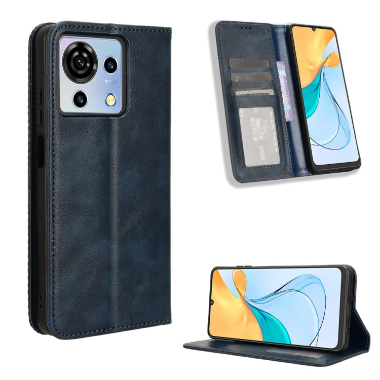 Custodia per telefono in pelle con trama retrò con fibbia magnetica, For ZTE nubia Red Magic 9 Pro, For ZTE Blade A73 5G, For ZTE Blade  V50 Vita 4G, For ZTE Blade A53 Pro, For ZTE nubia Z50S Pro, For ZTE Blade L220