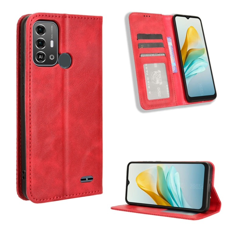 Custodia per telefono in pelle con trama retrò con fibbia magnetica, For ZTE nubia Red Magic 9 Pro, For ZTE Blade A73 5G, For ZTE Blade  V50 Vita 4G, For ZTE Blade A53 Pro, For ZTE nubia Z50S Pro, For ZTE Blade L220