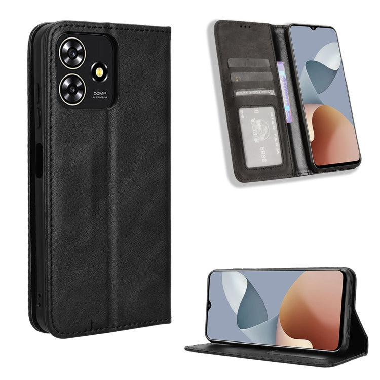 Custodia per telefono in pelle con trama retrò con fibbia magnetica, For ZTE nubia Neo 2, For ZTE Blade A34, For ZTE Libero 5G IV, For ZTE nubia Z60 Ultra, For ZTE Blade A54, For ZTE Blade A73 4G