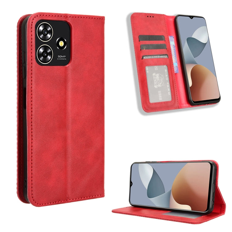 Custodia per telefono in pelle con trama retrò con fibbia magnetica, For ZTE nubia Neo 2, For ZTE Blade A34, For ZTE Libero 5G IV, For ZTE nubia Z60 Ultra, For ZTE Blade A54, For ZTE Blade A73 4G
