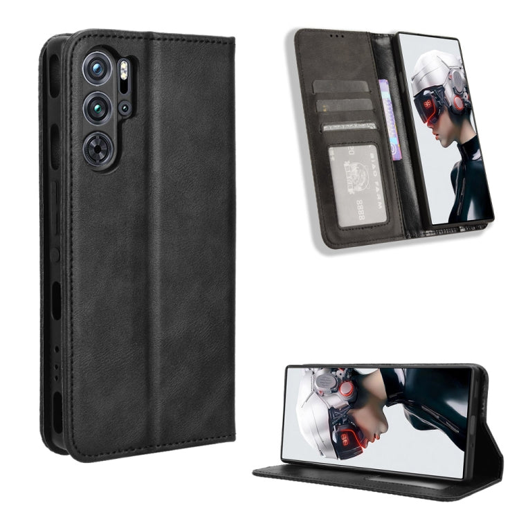 Custodia per telefono in pelle con trama retrò con fibbia magnetica, For ZTE nubia Red Magic 9 Pro, For ZTE Blade A73 5G, For ZTE Blade  V50 Vita 4G, For ZTE Blade A53 Pro, For ZTE nubia Z50S Pro, For ZTE Blade L220
