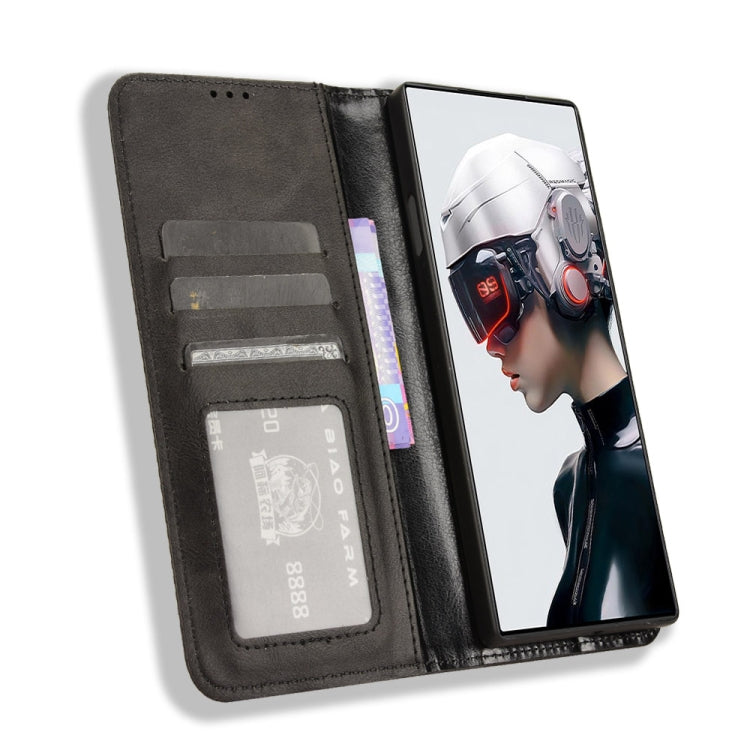 Custodia per telefono in pelle con trama retrò con fibbia magnetica, For ZTE nubia Red Magic 9 Pro, For ZTE Blade A73 5G, For ZTE Blade  V50 Vita 4G, For ZTE Blade A53 Pro, For ZTE nubia Z50S Pro, For ZTE Blade L220