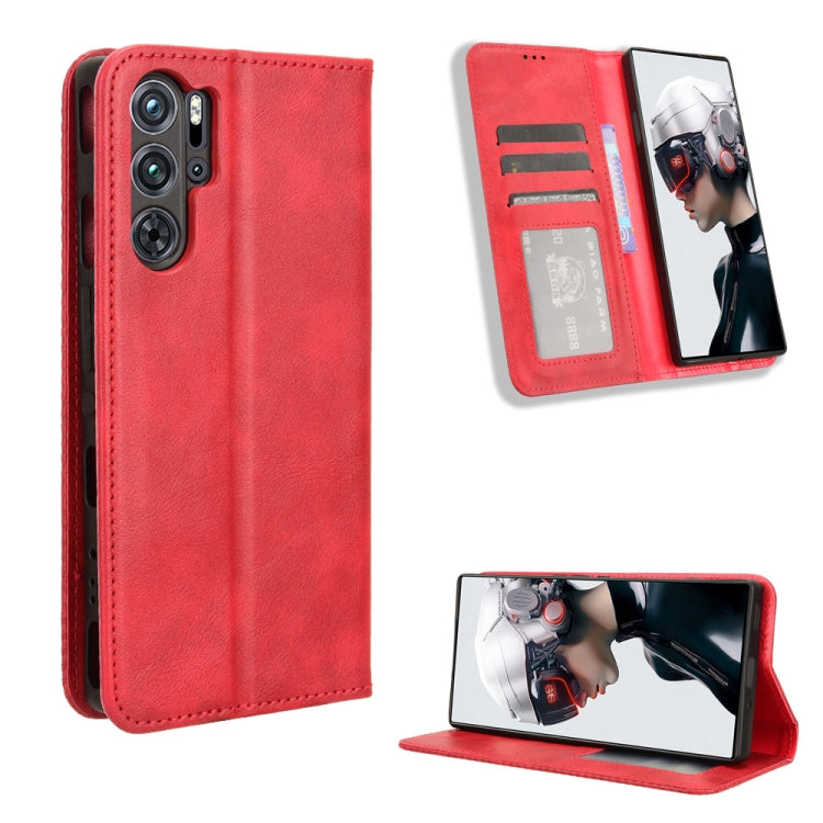 Custodia per telefono in pelle con trama retrò con fibbia magnetica, For ZTE nubia Red Magic 9 Pro, For ZTE Blade A73 5G, For ZTE Blade  V50 Vita 4G, For ZTE Blade A53 Pro, For ZTE nubia Z50S Pro, For ZTE Blade L220