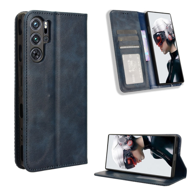 Custodia per telefono in pelle con trama retrò con fibbia magnetica, For ZTE nubia Red Magic 9 Pro, For ZTE Blade A73 5G, For ZTE Blade  V50 Vita 4G, For ZTE Blade A53 Pro, For ZTE nubia Z50S Pro, For ZTE Blade L220
