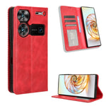 Custodia per telefono in pelle con trama retrò con fibbia magnetica, For ZTE nubia Neo 2, For ZTE Blade A34, For ZTE Libero 5G IV, For ZTE nubia Z60 Ultra, For ZTE Blade A54, For ZTE Blade A73 4G