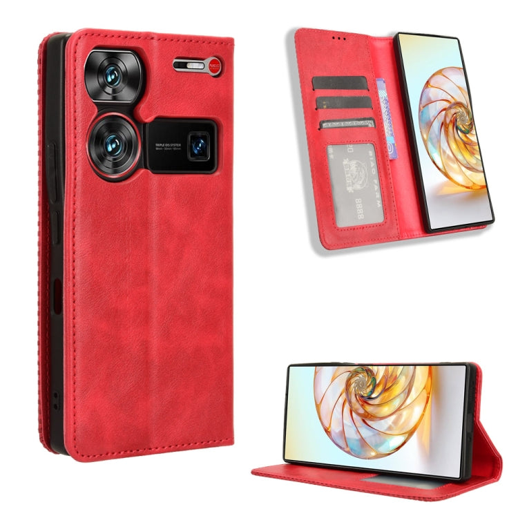 Custodia per telefono in pelle con trama retrò con fibbia magnetica, For ZTE nubia Neo 2, For ZTE Blade A34, For ZTE Libero 5G IV, For ZTE nubia Z60 Ultra, For ZTE Blade A54, For ZTE Blade A73 4G