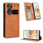 Custodia per telefono in pelle con trama retrò con fibbia magnetica, For ZTE nubia Neo 2, For ZTE Blade A34, For ZTE Libero 5G IV, For ZTE nubia Z60 Ultra, For ZTE Blade A54, For ZTE Blade A73 4G