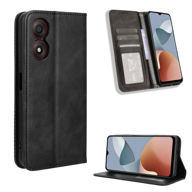 Custodia per telefono in pelle con trama retrò con fibbia magnetica, For ZTE nubia Neo 2, For ZTE Blade A34, For ZTE Libero 5G IV, For ZTE nubia Z60 Ultra, For ZTE Blade A54, For ZTE Blade A73 4G