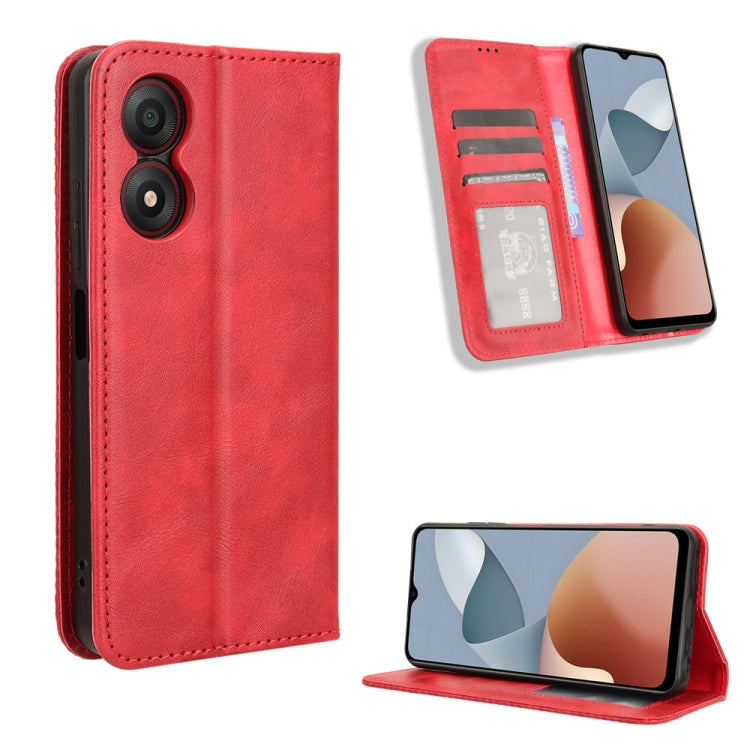 Custodia per telefono in pelle con trama retrò con fibbia magnetica, For ZTE nubia Neo 2, For ZTE Blade A34, For ZTE Libero 5G IV, For ZTE nubia Z60 Ultra, For ZTE Blade A54, For ZTE Blade A73 4G