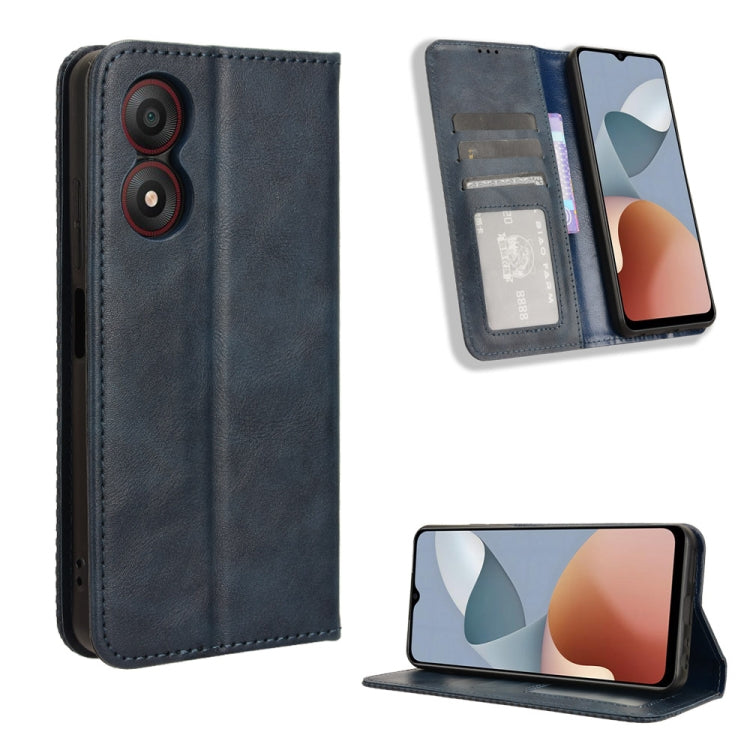 Custodia per telefono in pelle con trama retrò con fibbia magnetica, For ZTE nubia Neo 2, For ZTE Blade A34, For ZTE Libero 5G IV, For ZTE nubia Z60 Ultra, For ZTE Blade A54, For ZTE Blade A73 4G