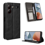 Custodia per telefono in pelle con trama retrò con fibbia magnetica, For ZTE nubia Neo 2, For ZTE Blade A34, For ZTE Libero 5G IV, For ZTE nubia Z60 Ultra, For ZTE Blade A54, For ZTE Blade A73 4G